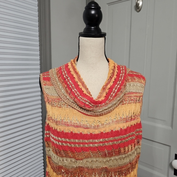 Jones New York Open Net Sleeveless Cowl Neck Top - Picture 2 of 5